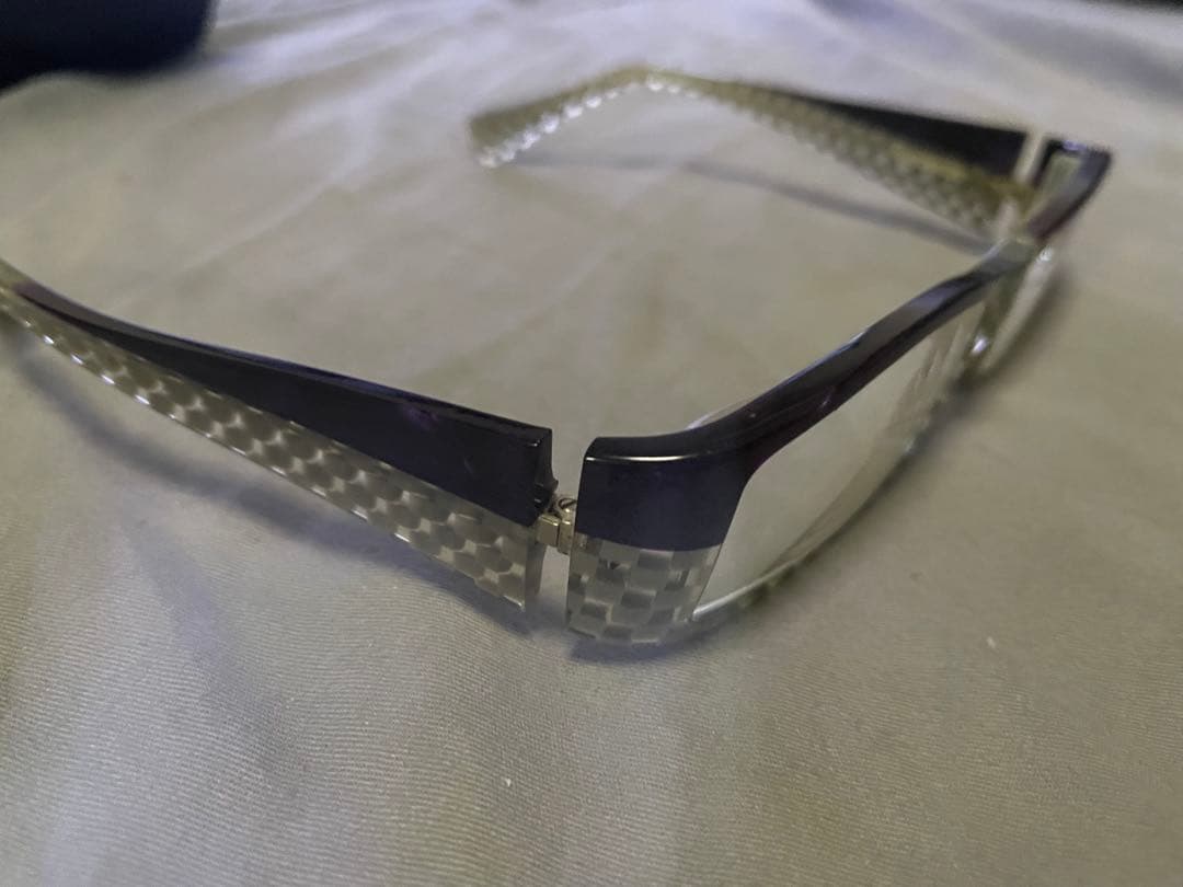 alain mikli チェック柄メガネ ケース付き