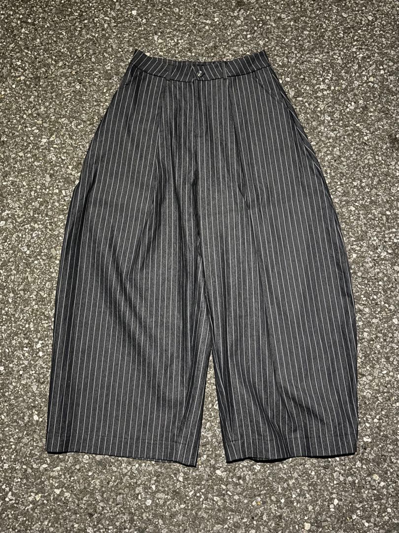 Mサイズ PUSH PUSH ストライプ ワイドパンツ 黒
