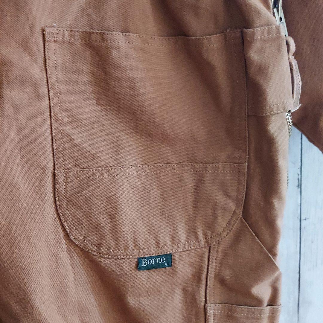 【BERNE】希少 ベルン 企業刺繍 ダック地 オーバーオール 2XL 茶