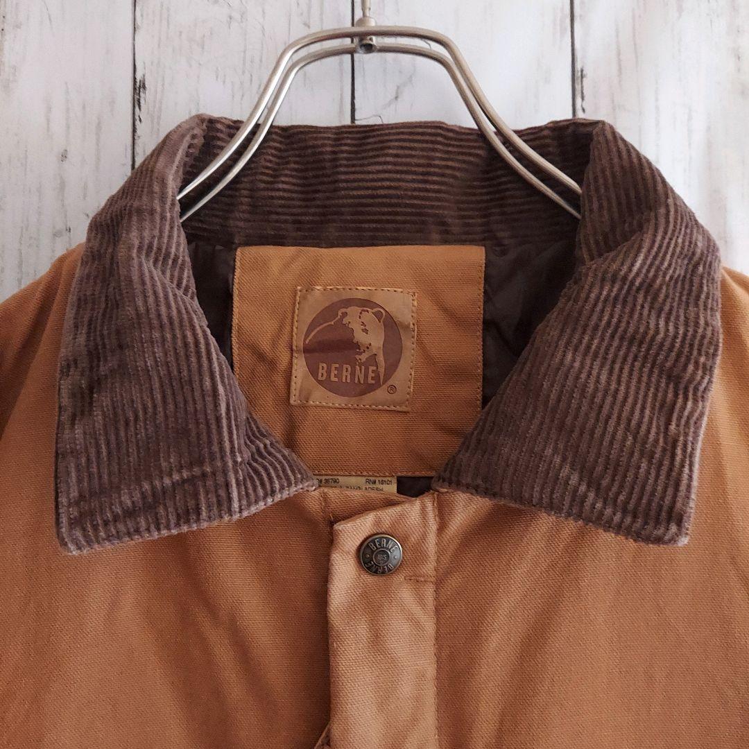 【BERNE】希少 ベルン 企業刺繍 ダック地 オーバーオール 2XL 茶