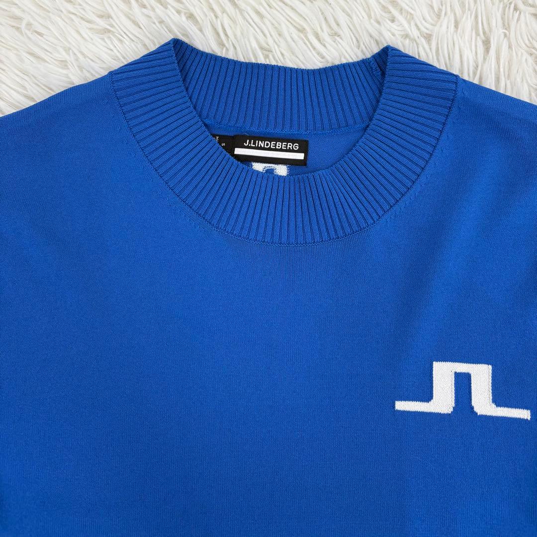 J.LINDEBERG クルーネックニット ゴルフウェア 長袖 S ブルー