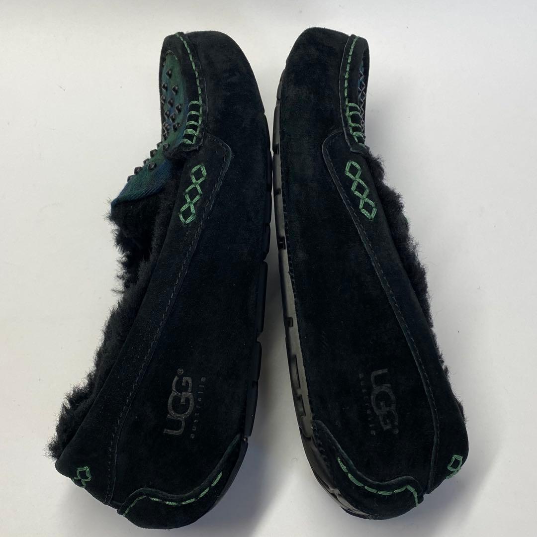 UGG 24.0cm スエード モカシン ブラック グリーン　ボア　スタッズ