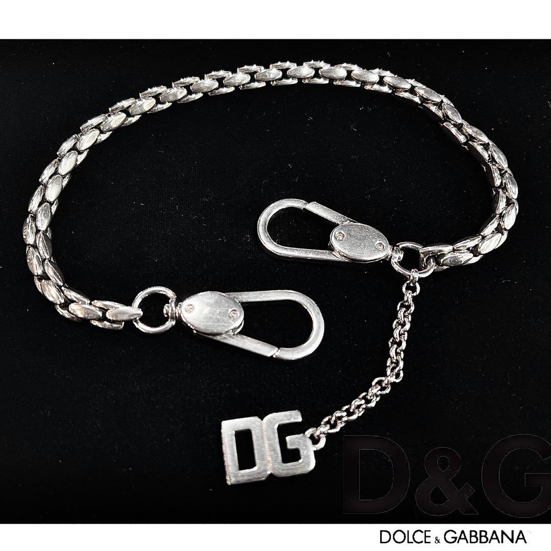 D&Gディー＆ジー◇ウォレットチェーン 2フック ロゴマークチャーム付mh593