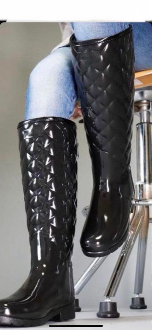 【新品、未使用】HUNTERハンター　レインブーツ　長靴　ブラック24.5cm