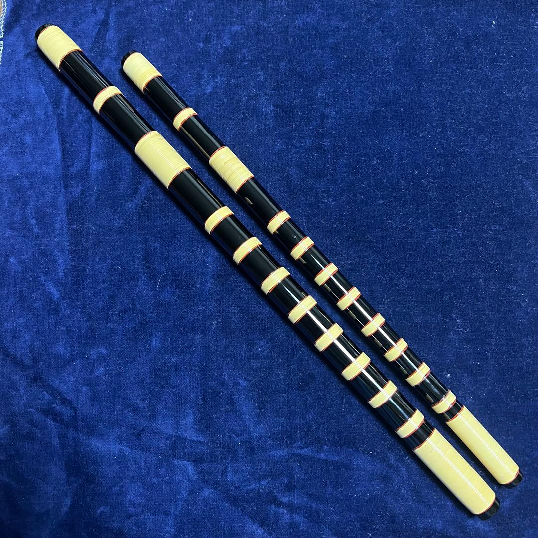 篠笛 獅子田 7本調子 4本調子 古典調 総巻 黒漆塗 2本セット