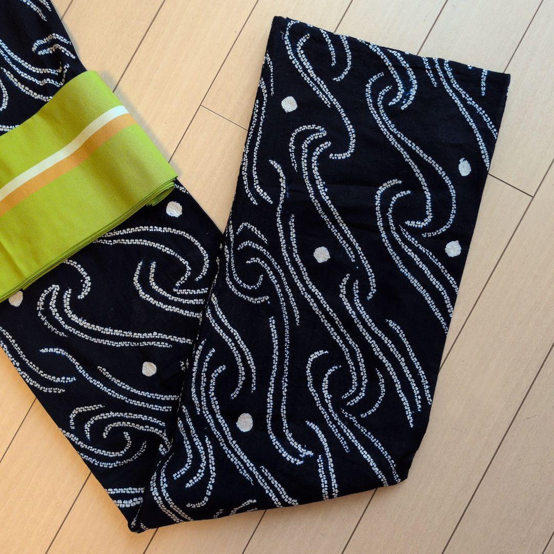 f*m様 有松鳴海絞りの波と水玉の大人かわいいシックな浴衣