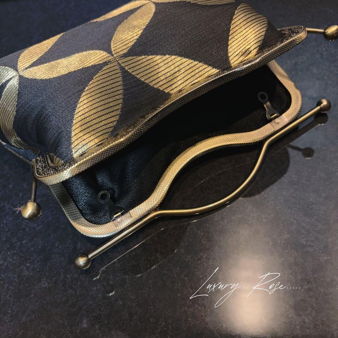 9月新作♡作家物斉藤三才の大迫力の黒金粋なデザイン煌めきお洒落な高級帯地バッグ