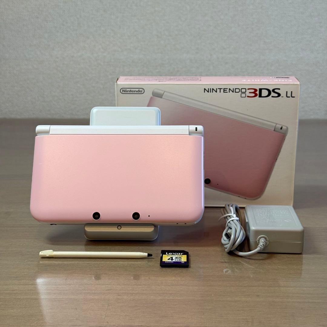 6-029 ニンテンドー3DS LL ピンク×ホワイト 箱付き
