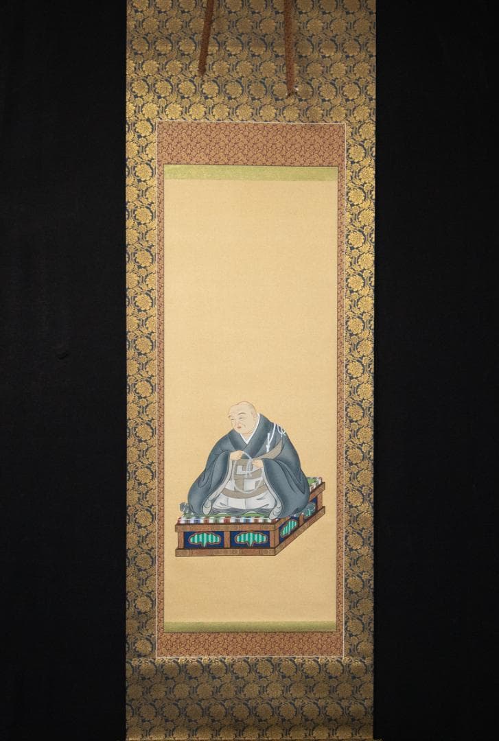 掛軸-658　国井幸雪　法然聖人像　共箱　浄土真宗