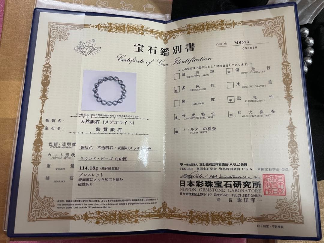 ☆希少品　大玉【12mm】☆　【鑑別書付き】　ギベオン　隕石　ナミビア産　本物