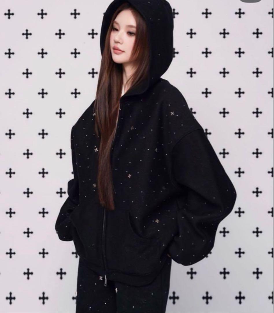 ANDWANG kirakira jewel zip up パーカー