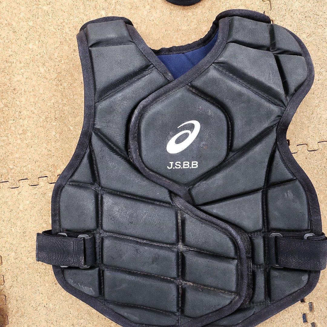 少年野球用 脱着楽チン キャッチャー防具セット アシックス 白ヘルメット