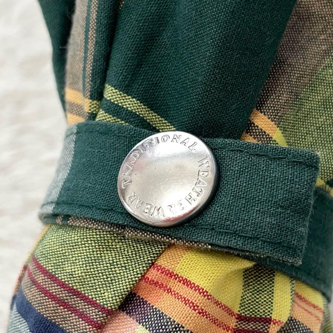 人気　トラディショナルウェザーウェア　マドラスチェック　折り畳み傘　バンブー