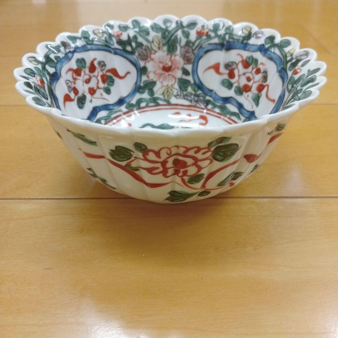 古伊万里　李朝　朝鮮陶器　伊万里　輪華鉢色絵　鳥の図　アンティーク伊万里