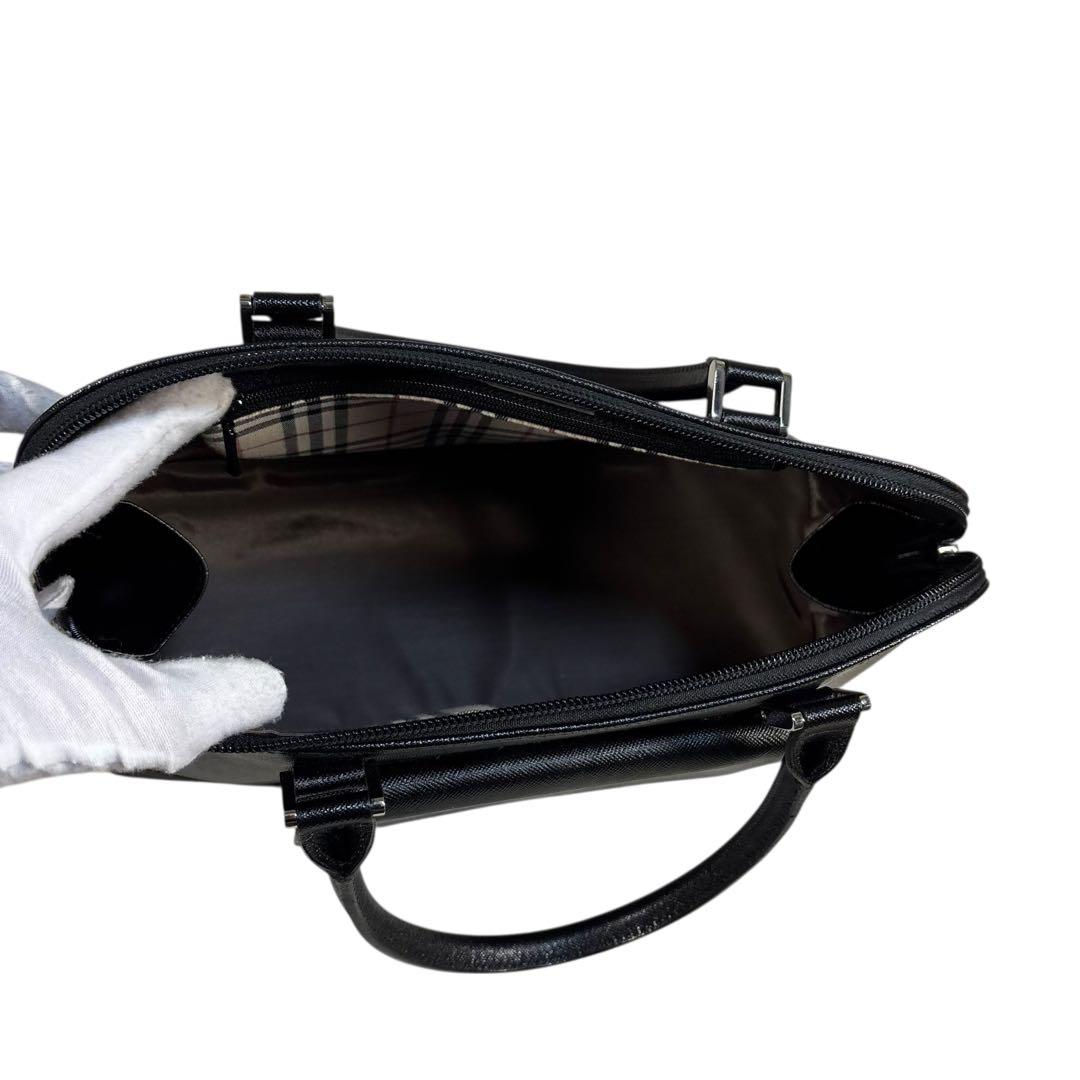 【極美品】希少　BURBERRY サフィアーノ　レザー　ハンドバッグ　ブラック