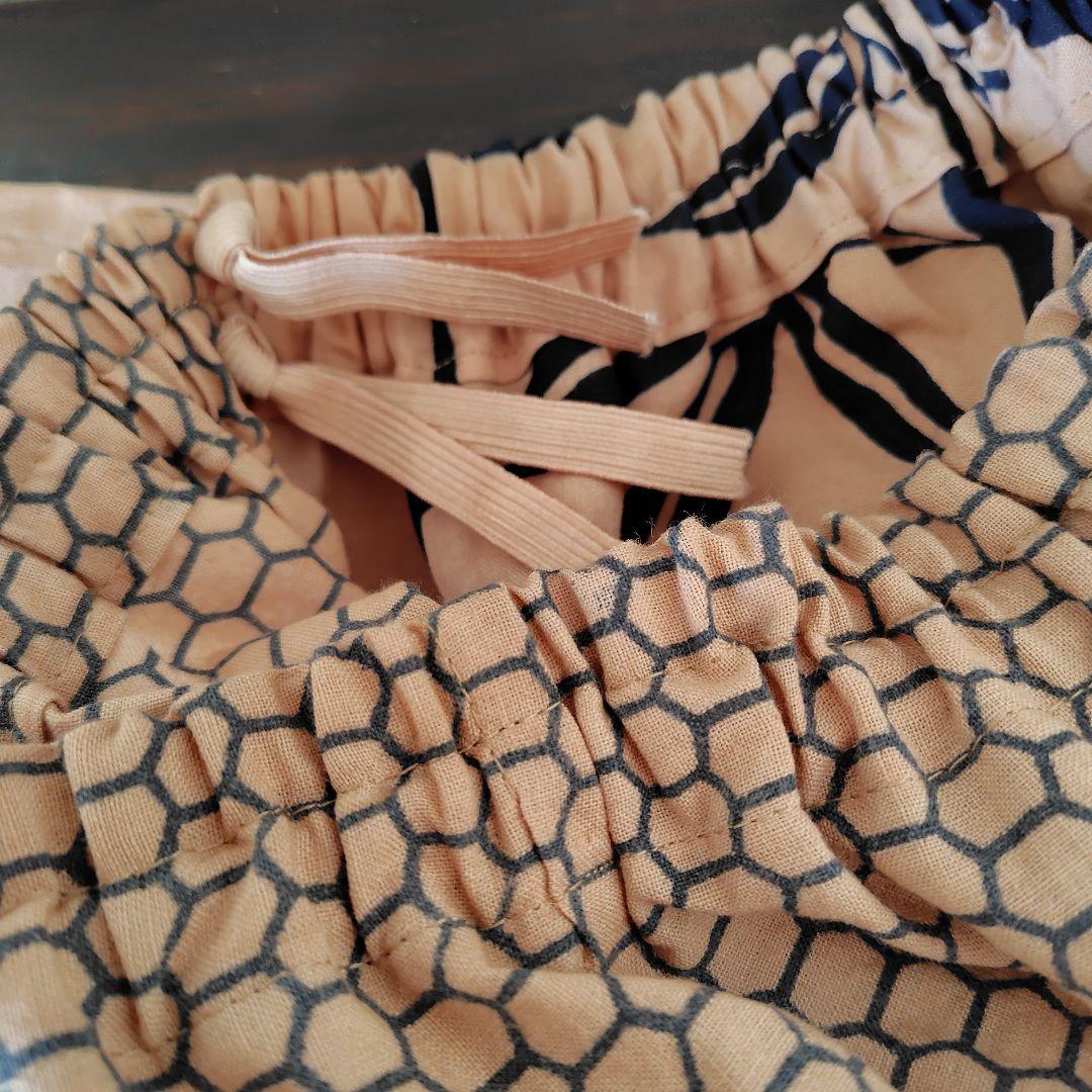 柿渋染めもんぺ【鯉空】ハンドメイド ワイドパンツ 季節手拭い 鯉のぼり 節句