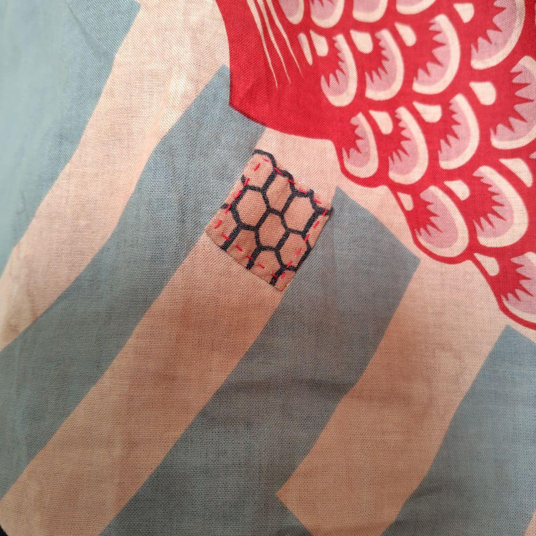 柿渋染めもんぺ【鯉空】ハンドメイド ワイドパンツ 季節手拭い 鯉のぼり 節句