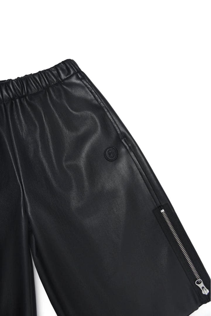 メゾン マルジェラ キッズ ジップディテール フェイクレザー ショートパンツ