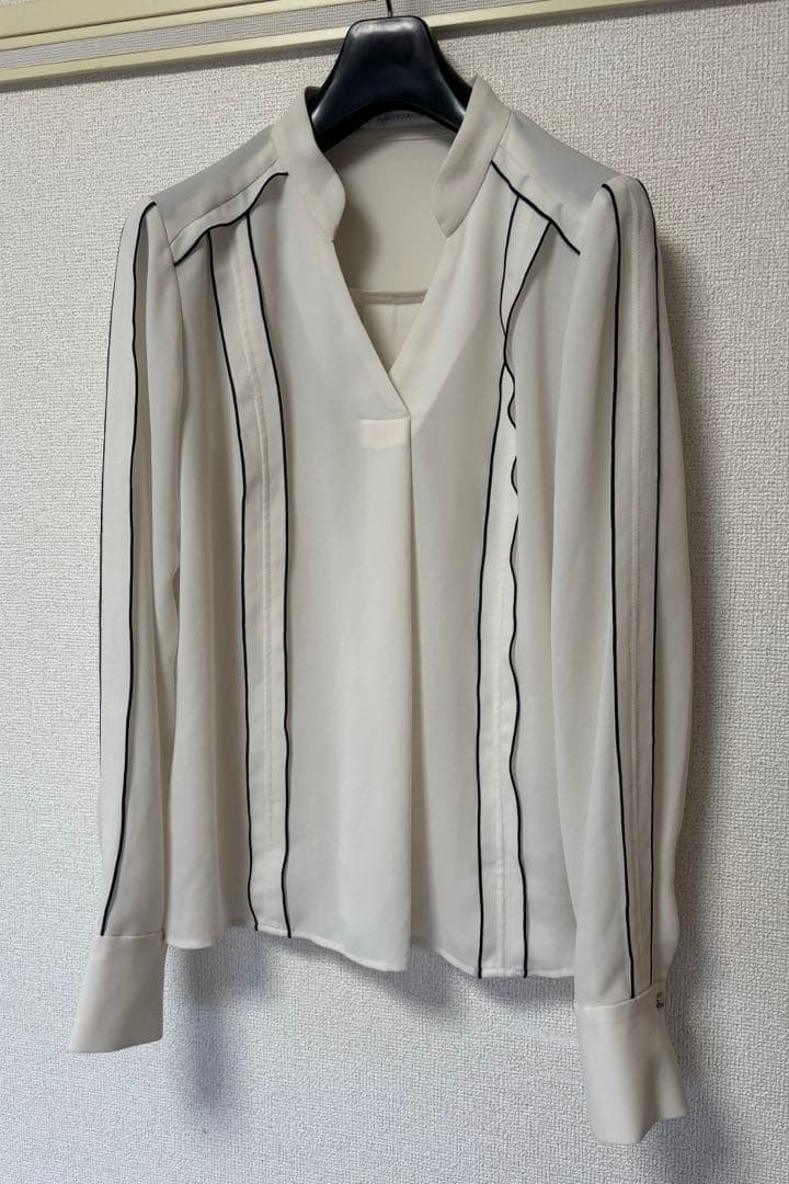 ピンキーアンドダイアン◆バイカラーラインブラウス エクリュ 38