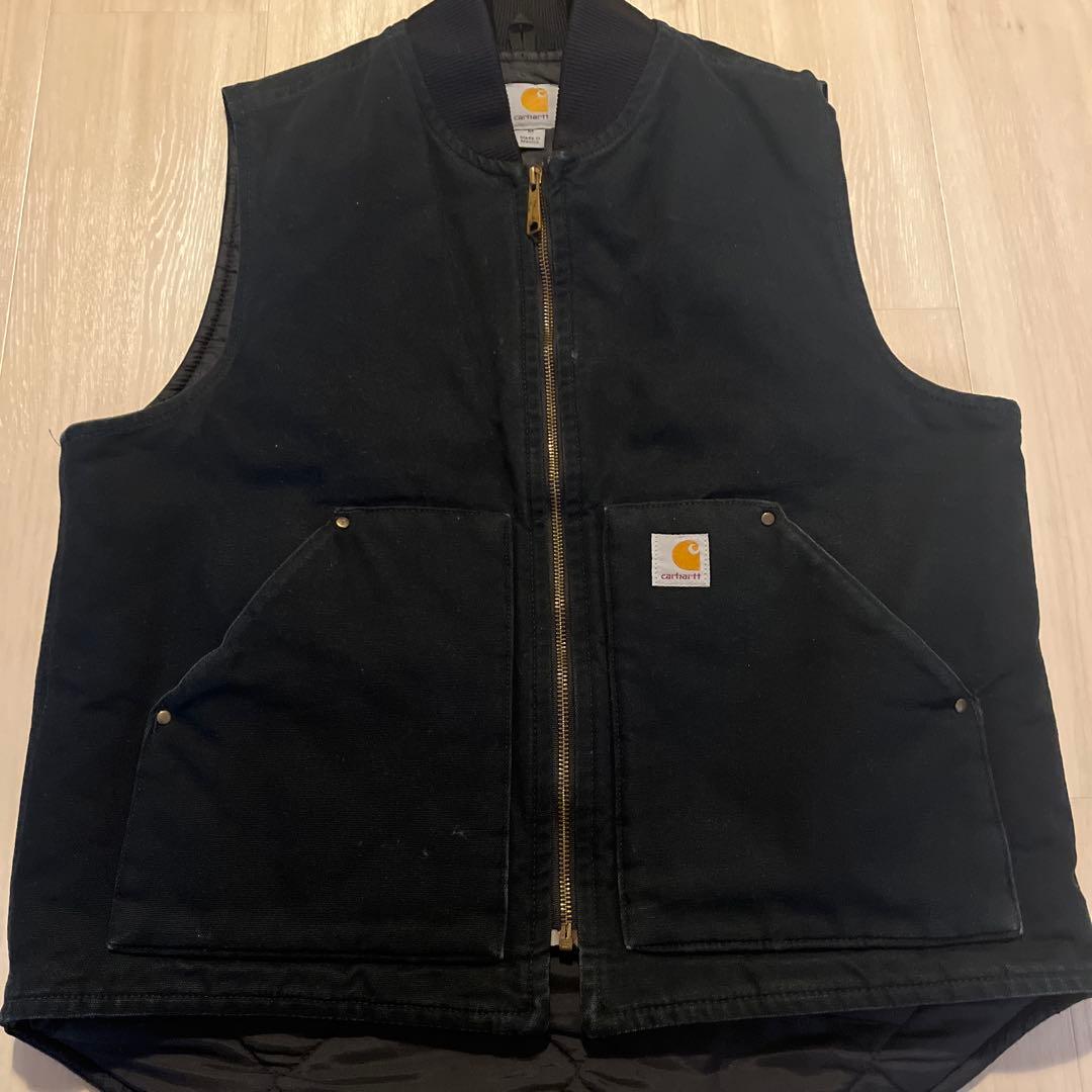carhartt ベスト カーハート ダックベスト ブラック キルティング　古着