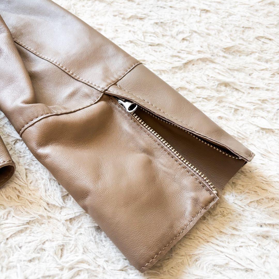 【美品】23区 ラムレザージャケット ノーカラー 羊革 40 大きめサイズ