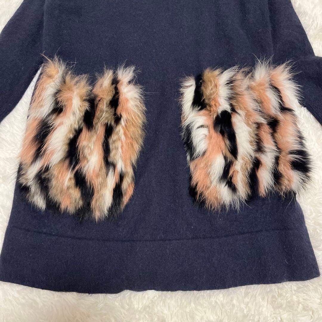 GRACE CONTINENTAL FOXファーアンゴラ混 ワンピース36