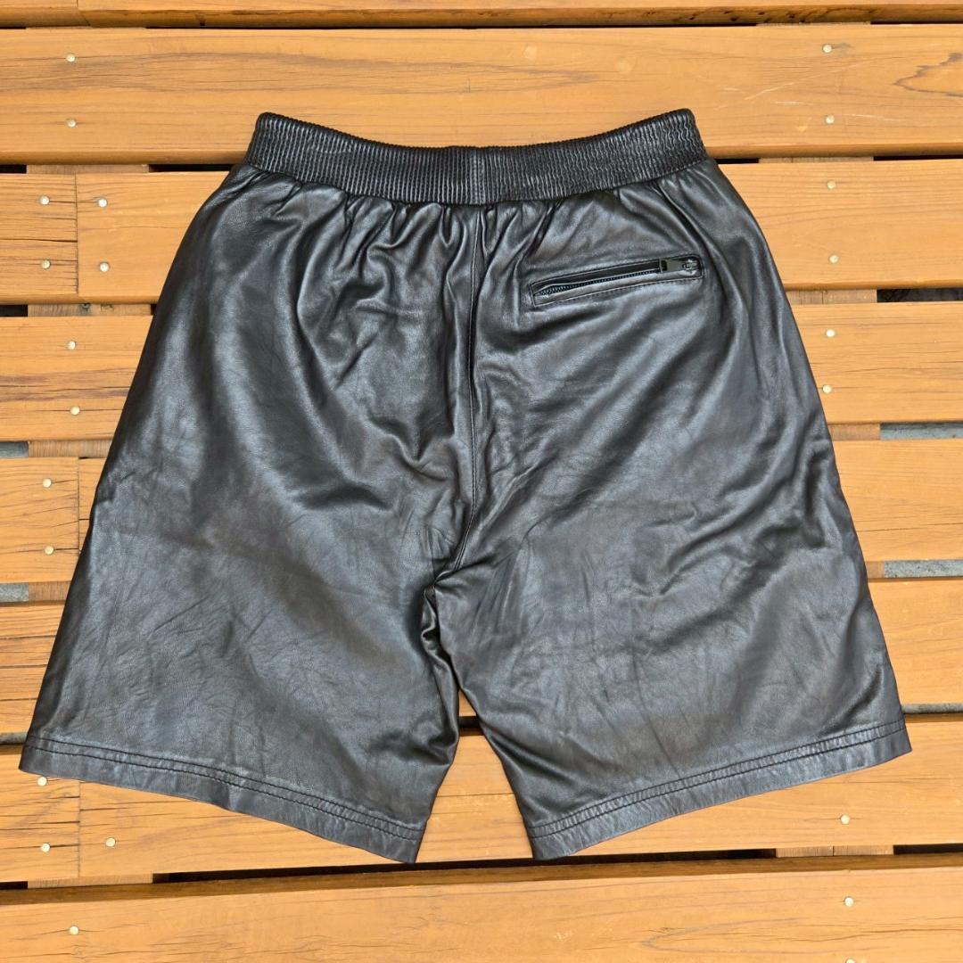 MARCELO BURLON　レザーハーフパンツ　ブラック　サイズ不明