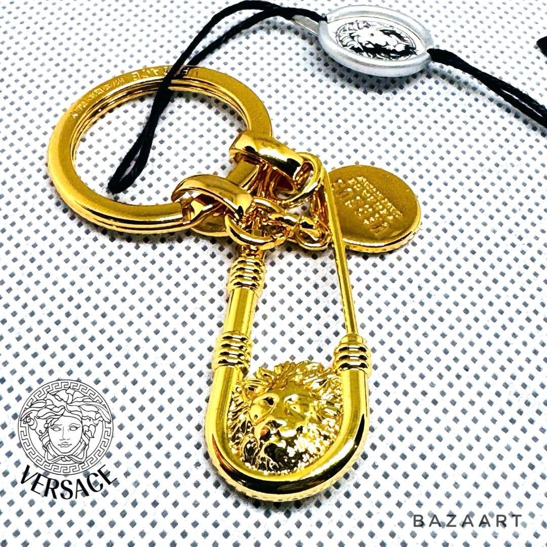 VERSACE ヴェルサーチ ライオン キーリング キーホルダー ゴールド 美品