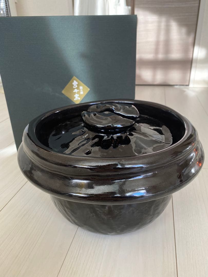 雲井窯　土鍋　五合炊き　鴨釉きまぐれ御飯鍋