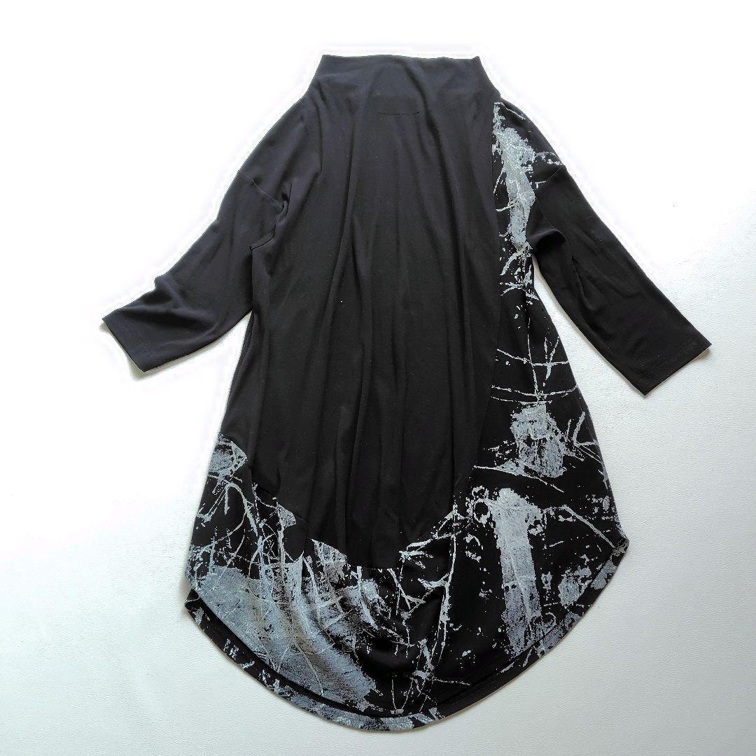22SS 美品 芽風 センソユニコ ジャガード墨絵 アシンメトリーワンピース