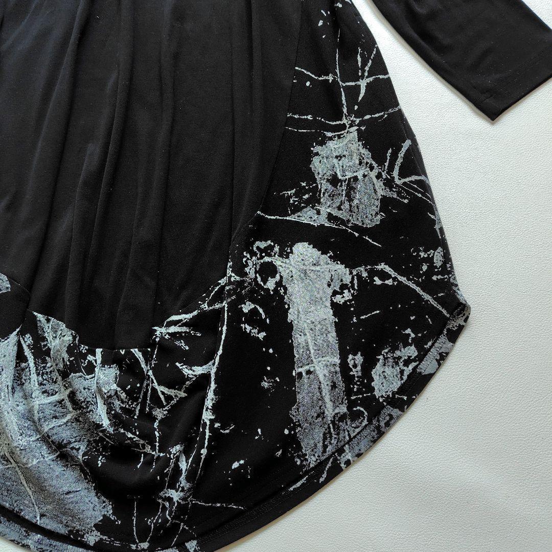 22SS 美品 芽風 センソユニコ ジャガード墨絵 アシンメトリーワンピース