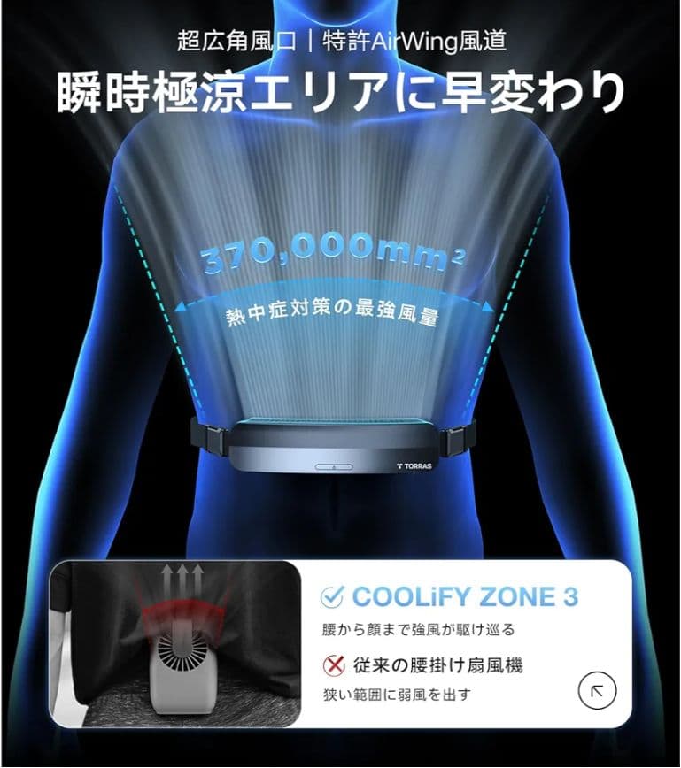 TORRAS 腰掛け扇風機 ベルトファン COOLiFY ZONE 3