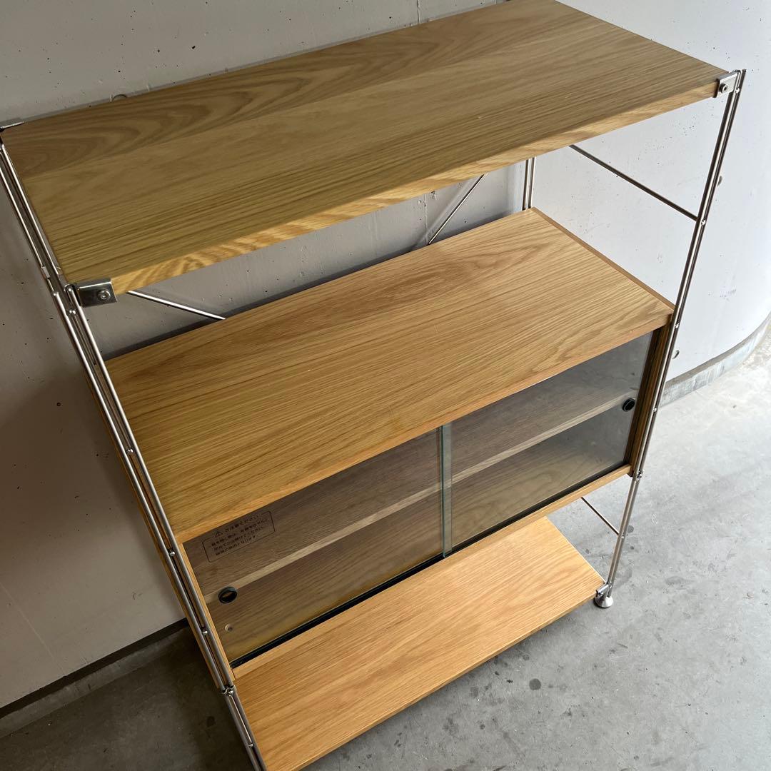 niconico★無印ステンレスユニットシェルフ　オーク材棚・カップボード