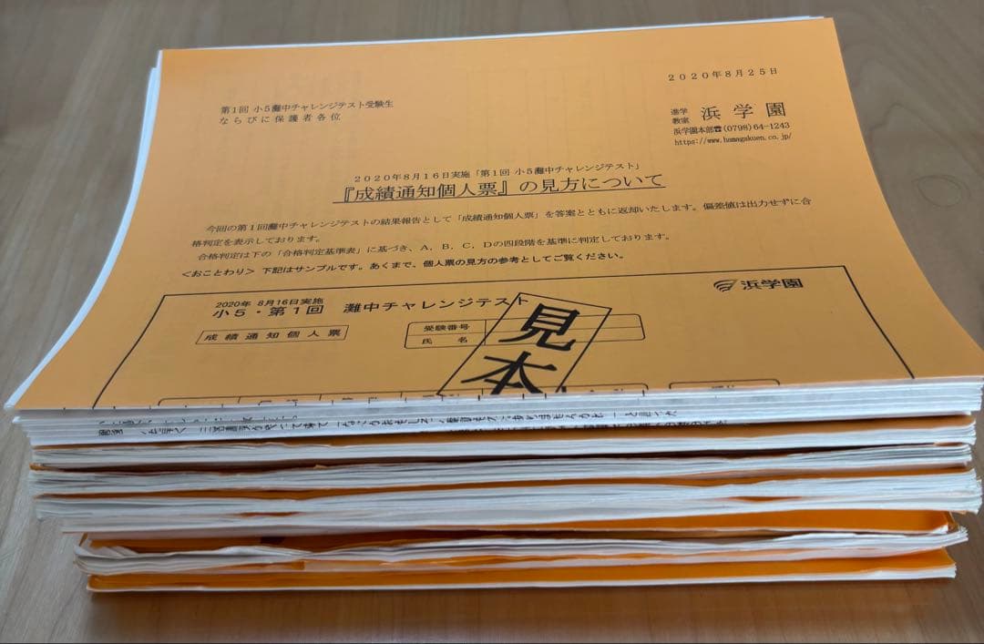 浜学園 小5 灘中合格特訓 国語・算数・理科セット＋確認テスト1回分＋模試おまけ