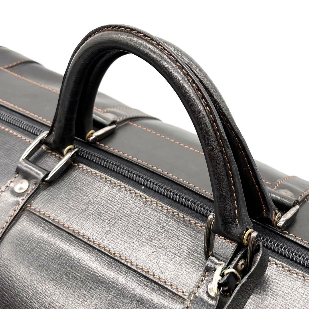 【極美品】ダンヒル ボストンバッグ 大容量 レザー ロゴ型押し ダークブラウン