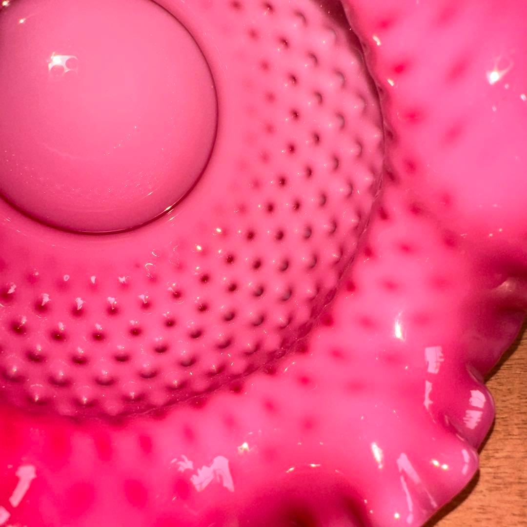 フェントン ミルクガラス ボブネイル ピーチブロウ 13×14cm 極美品