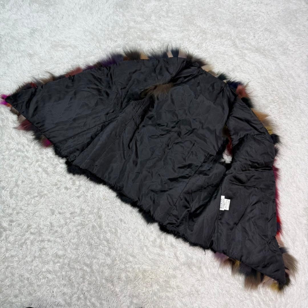 ベスト 染めフォックス ラビット マルチカラー リアルファー 本毛皮