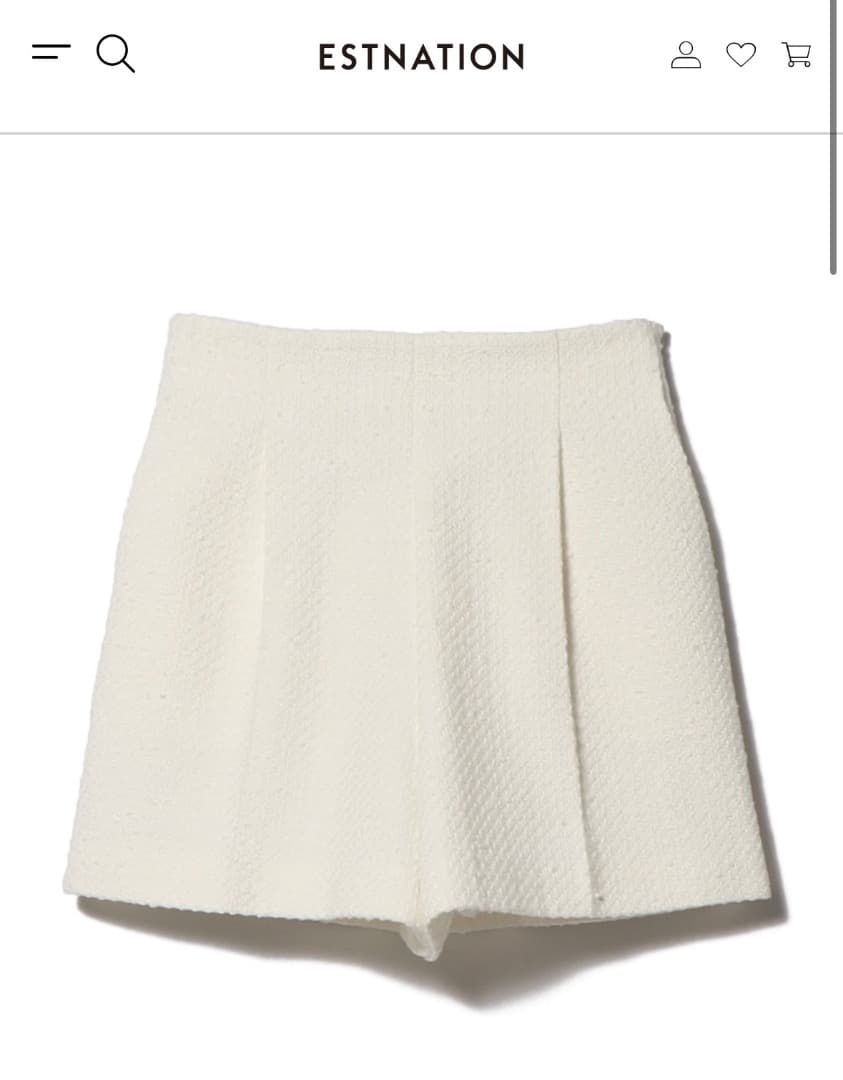 ESTNATION ホワイト タック入りツイードショートパンツ　新品未使用　美品
