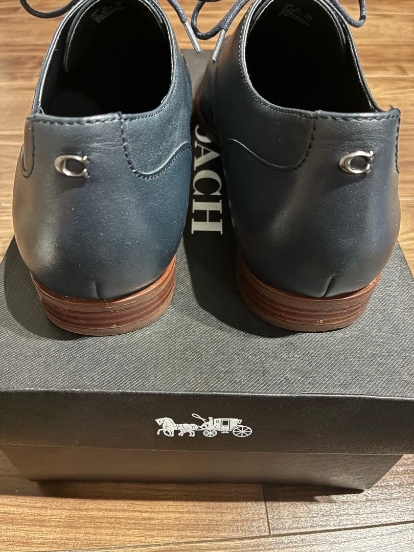 【極美品】コーチ プレーントゥ グラハムダービーシューズ 27cm ネイビー