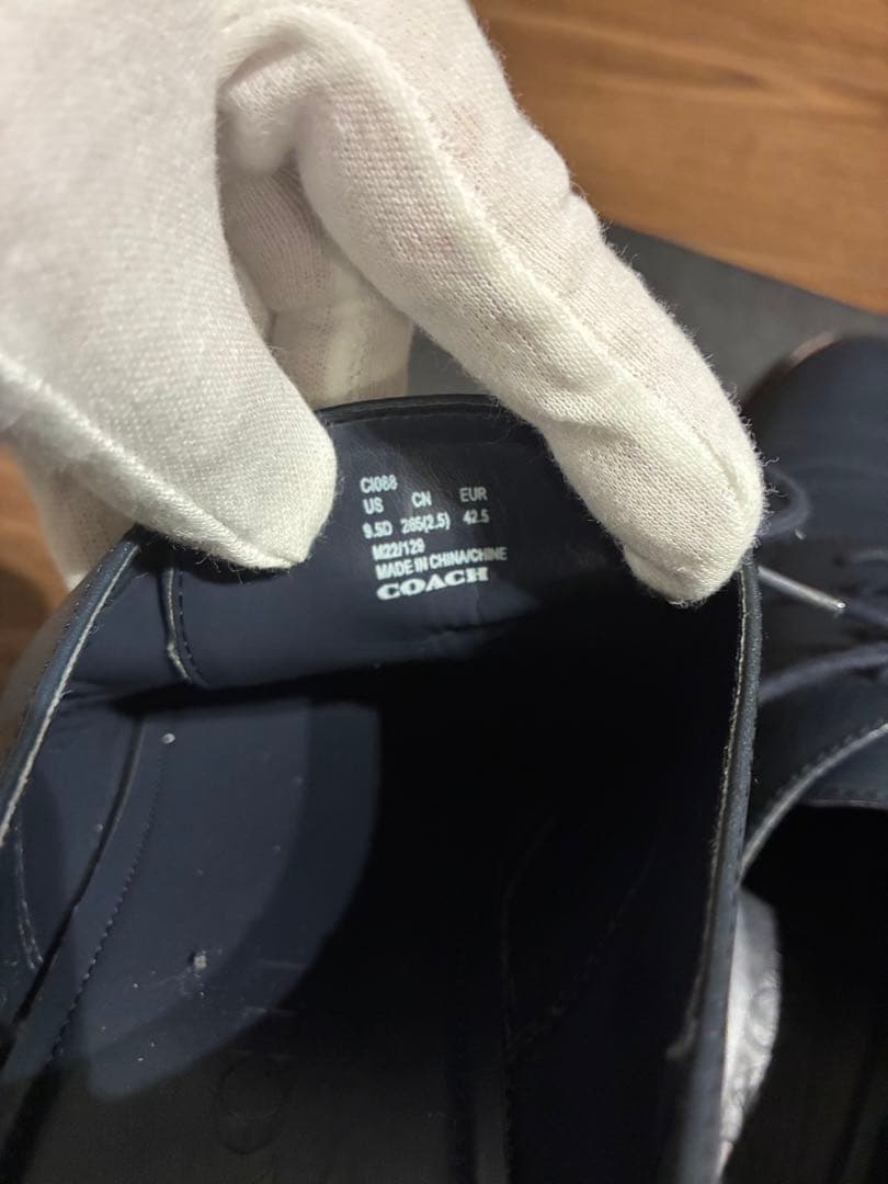 【極美品】コーチ プレーントゥ グラハムダービーシューズ 27cm ネイビー