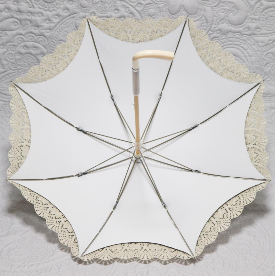 新品【前原光栄商店】長傘 繊細レース刺繍 二重張り 希少L字持ち手 高級日傘