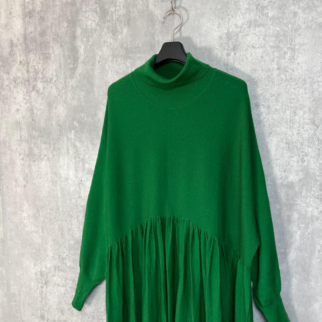 Curensology ウールハイネックギャザーワンピース