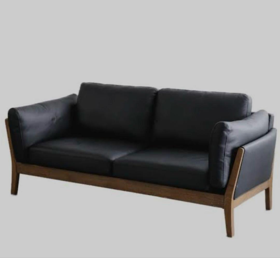 黒のレザー2人掛けソファ