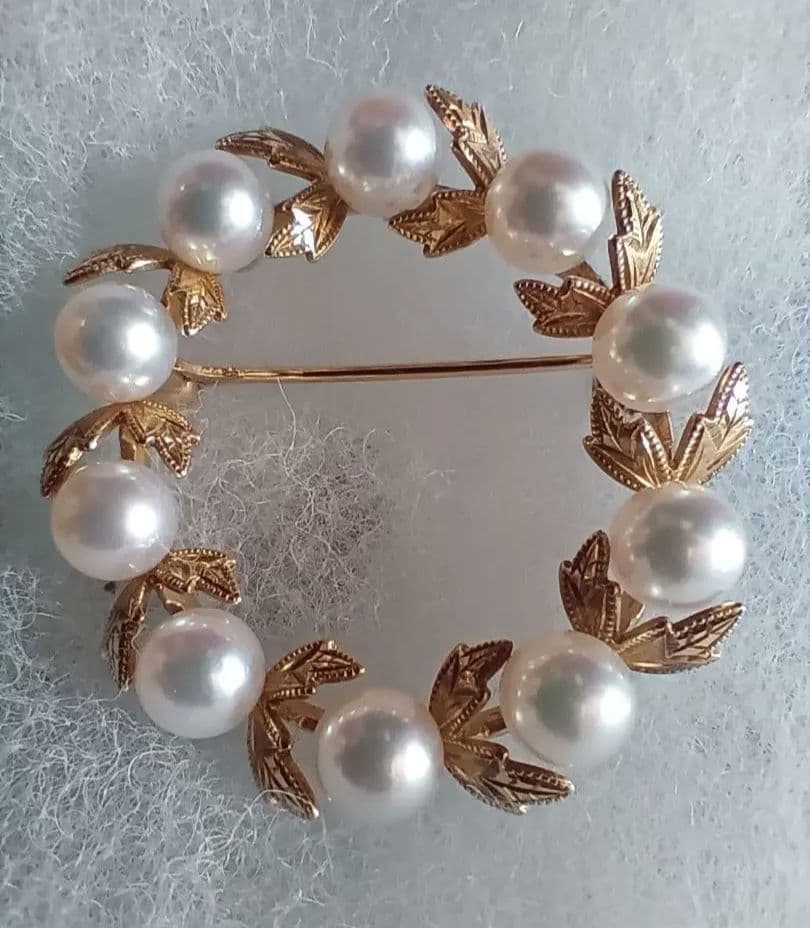 い*な様 ミキモト　K18　月桂樹　パール　ブローチ　真珠　金　卒園式　入学式