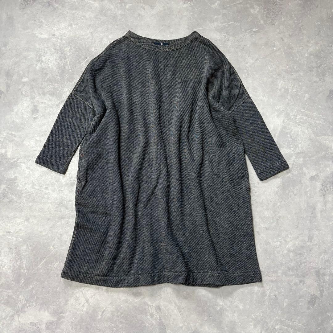 45R 45RPM 裏起毛 ヒッコリー ストライプ インディゴ ワンピース