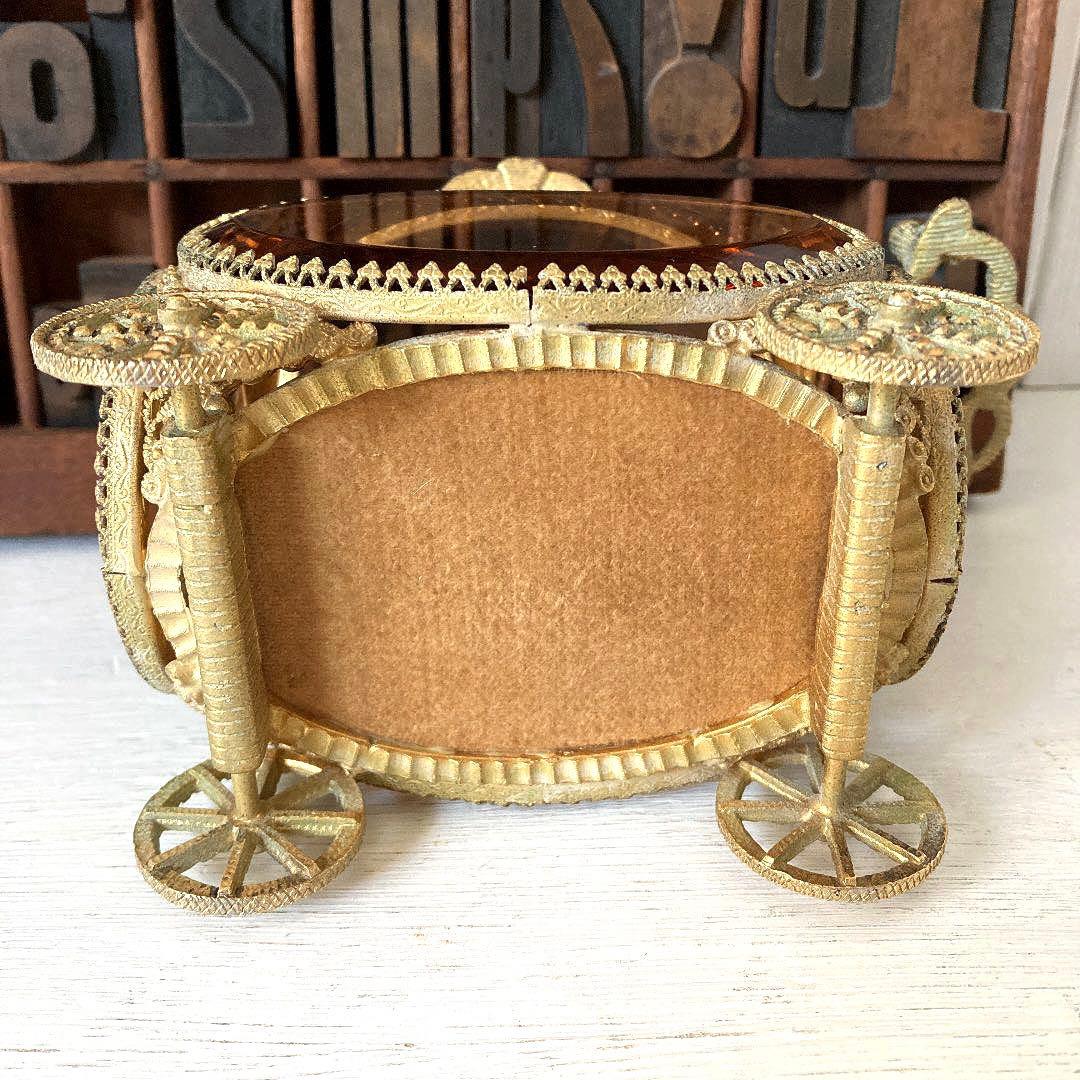 フランスアンティーク☘️オルモル装飾 ベベルガラス 馬車型ジュエリーボックス