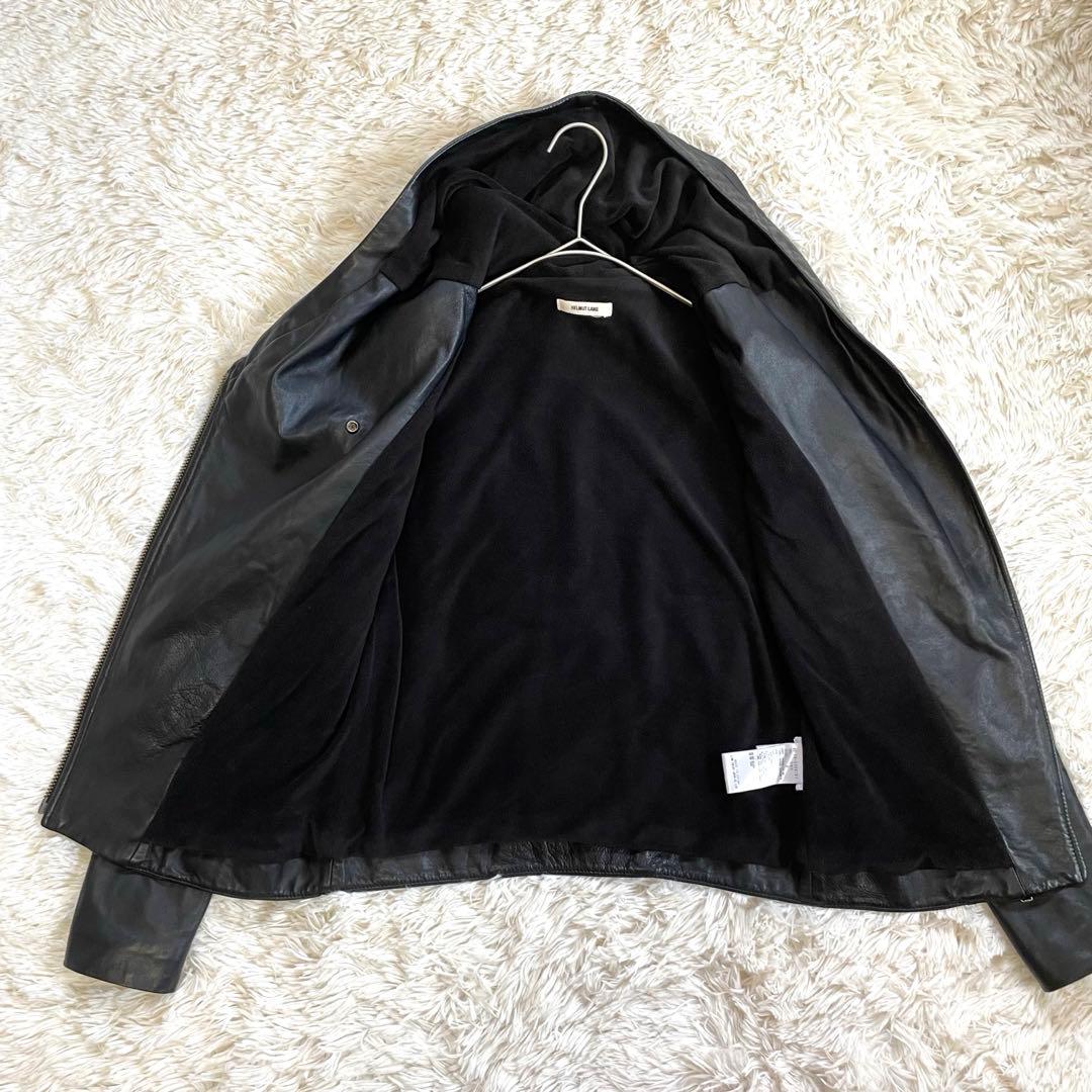 ヘルムートラング　フード　ラムスキン レザージャケット　ライダース　XS