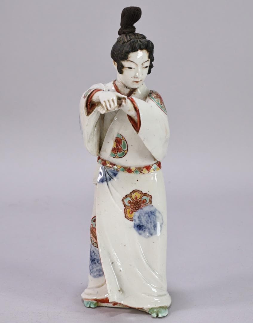 珍品　陶製　人形　「 大石由雄妓遊 」　在銘　置物　大石内蔵助　BK154