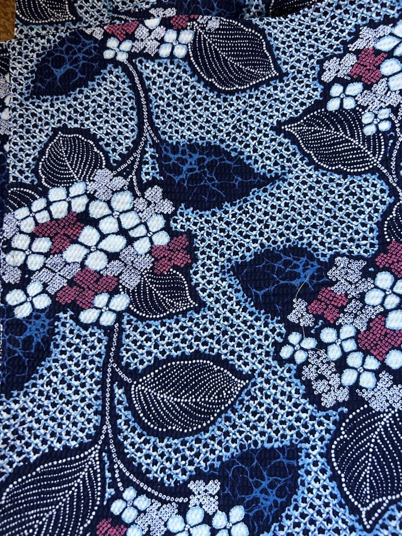 【未使用】手縫い　総絞り　紫陽花柄　浴衣