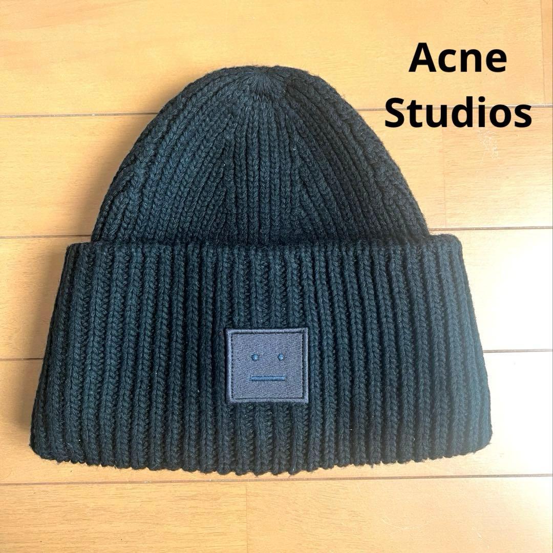アクネストゥディオ　ニット帽　Acne Studios 帽子　ブラック　黒